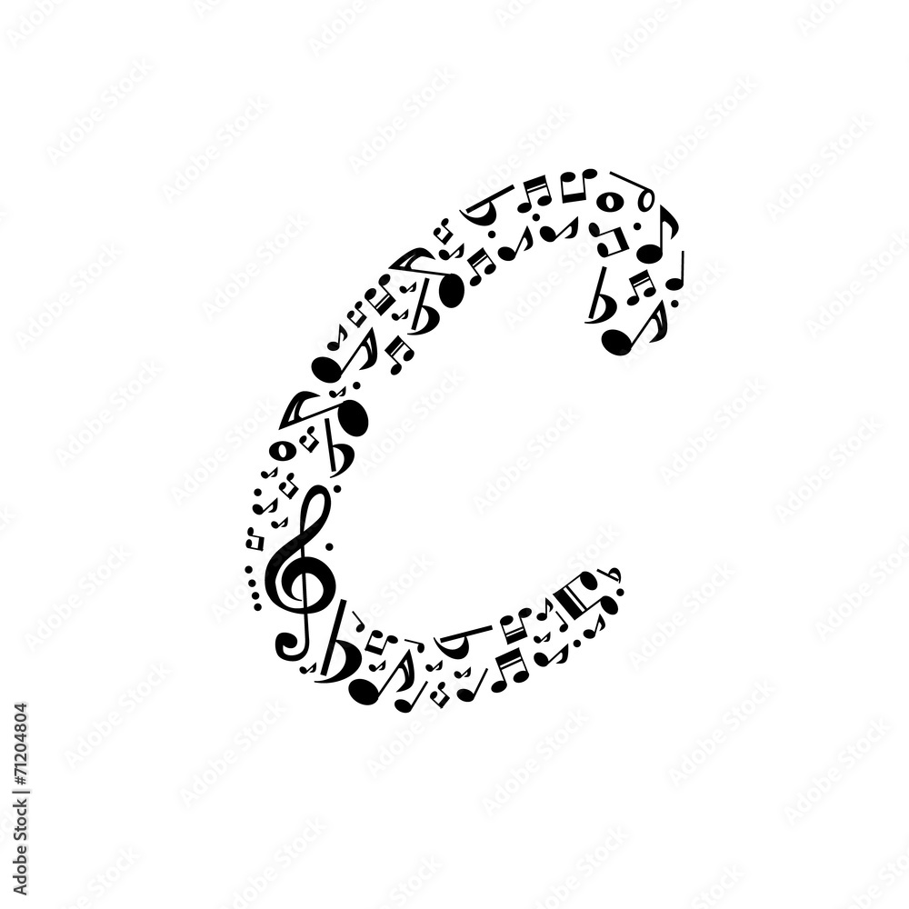 Abstract vector alphabet - C made from music notes - alphabet se Abstract vector alphabet - C made from music notes - alphabet se