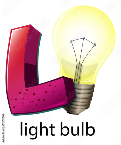 A letter L for lightbulb