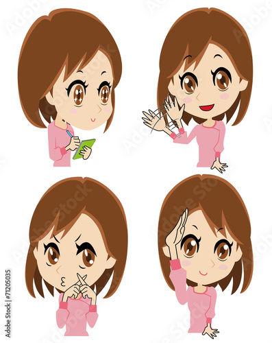 報告をする若い女性セット