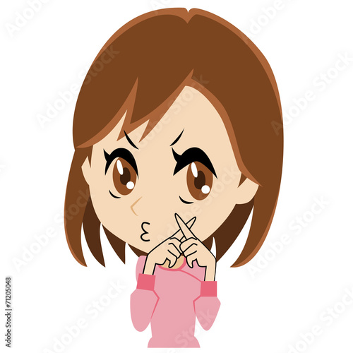 バツを作る若い女性
