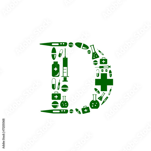 Letter D, alphabet of medicine pills