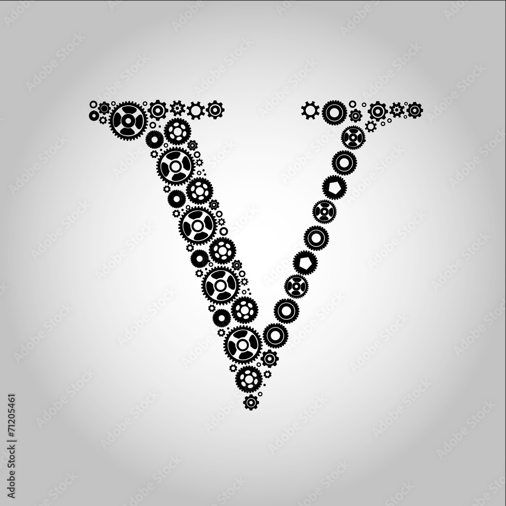 Gear Silhouette Alphabet , V Gear Silhouette Alphabet , V