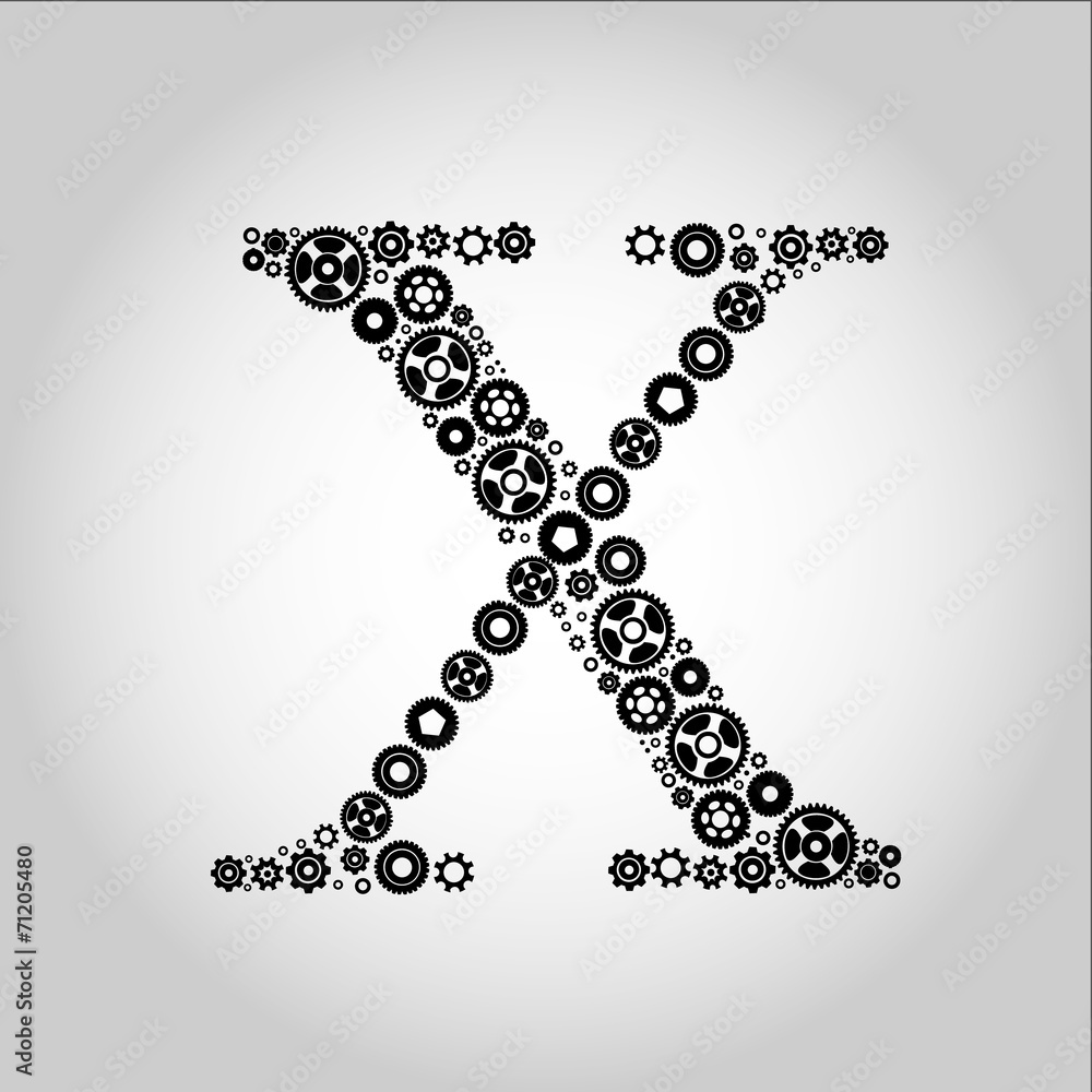 Gear Silhouette Alphabet , X Gear Silhouette Alphabet , X