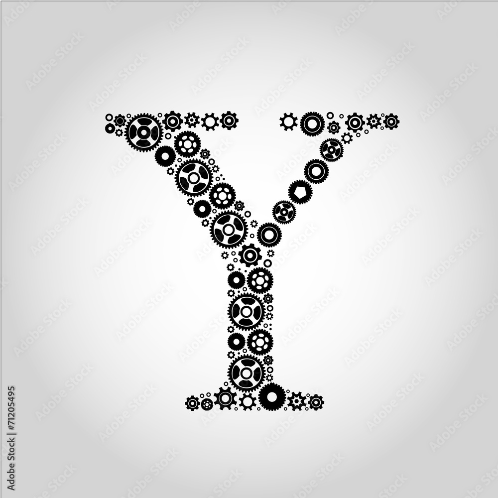 Gear Silhouette Alphabet , Y Gear Silhouette Alphabet , Y