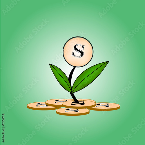 Growing money, vector illustration