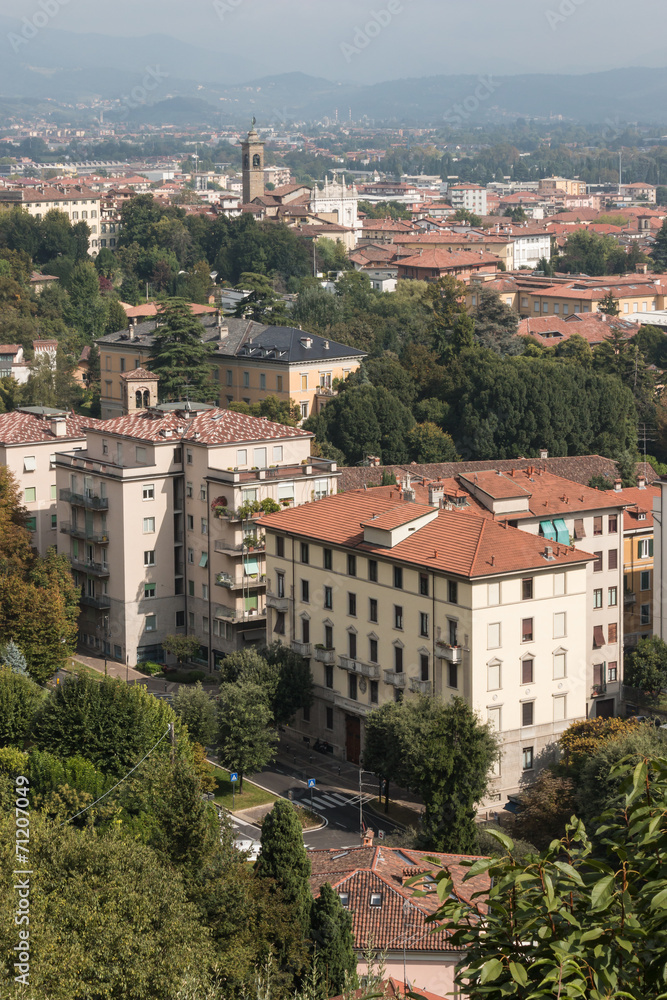 aerial view of suburb in Bergamo, Italy