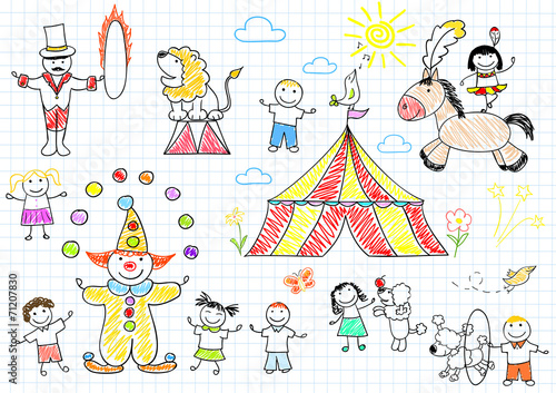 Happy children in circus