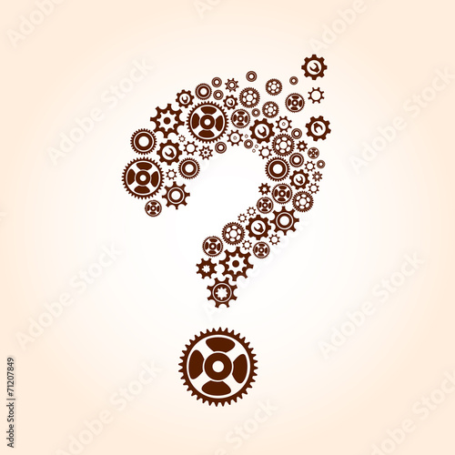 Abstract image with question mark made of gears