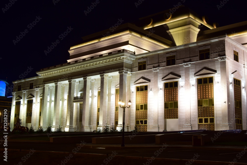 National Opera in Astana, Kazakhstan at night