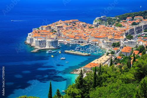Canvas Print A panoramic view of the walled city, Dubrovnik Croatia