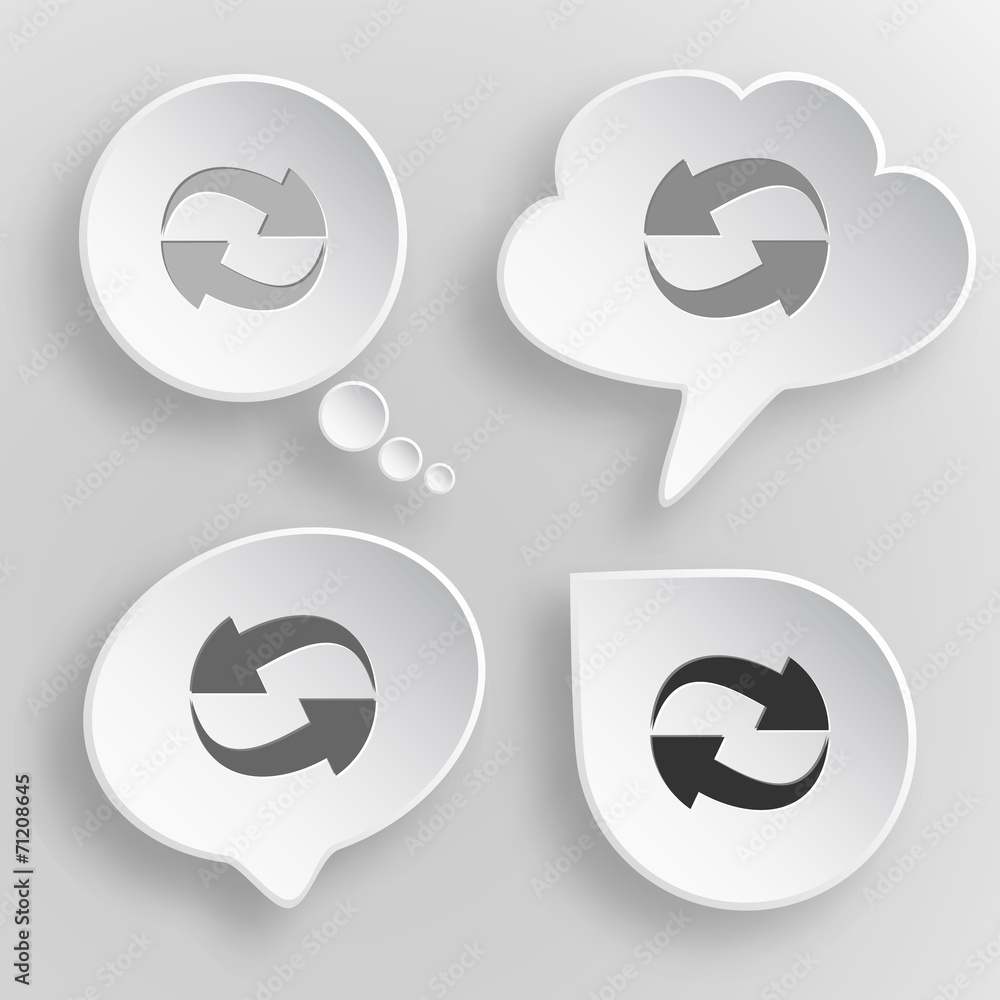 Recycle symbol. White flat vector buttons on gray background. Recycle symbol. White flat vector buttons on gray background.