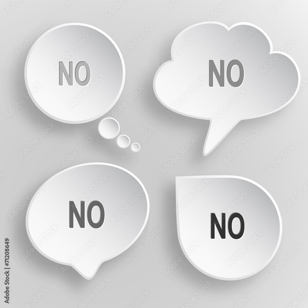 No. White flat vector buttons on gray background. No. White flat vector buttons on gray background.