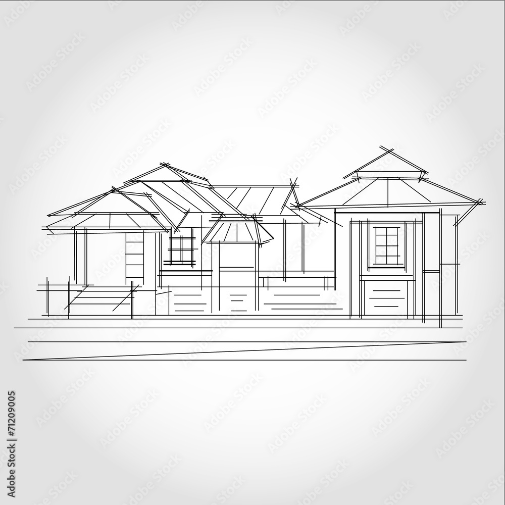 3D rendering wire-frame of house. White background. 3D rendering wire-frame of house. White background.