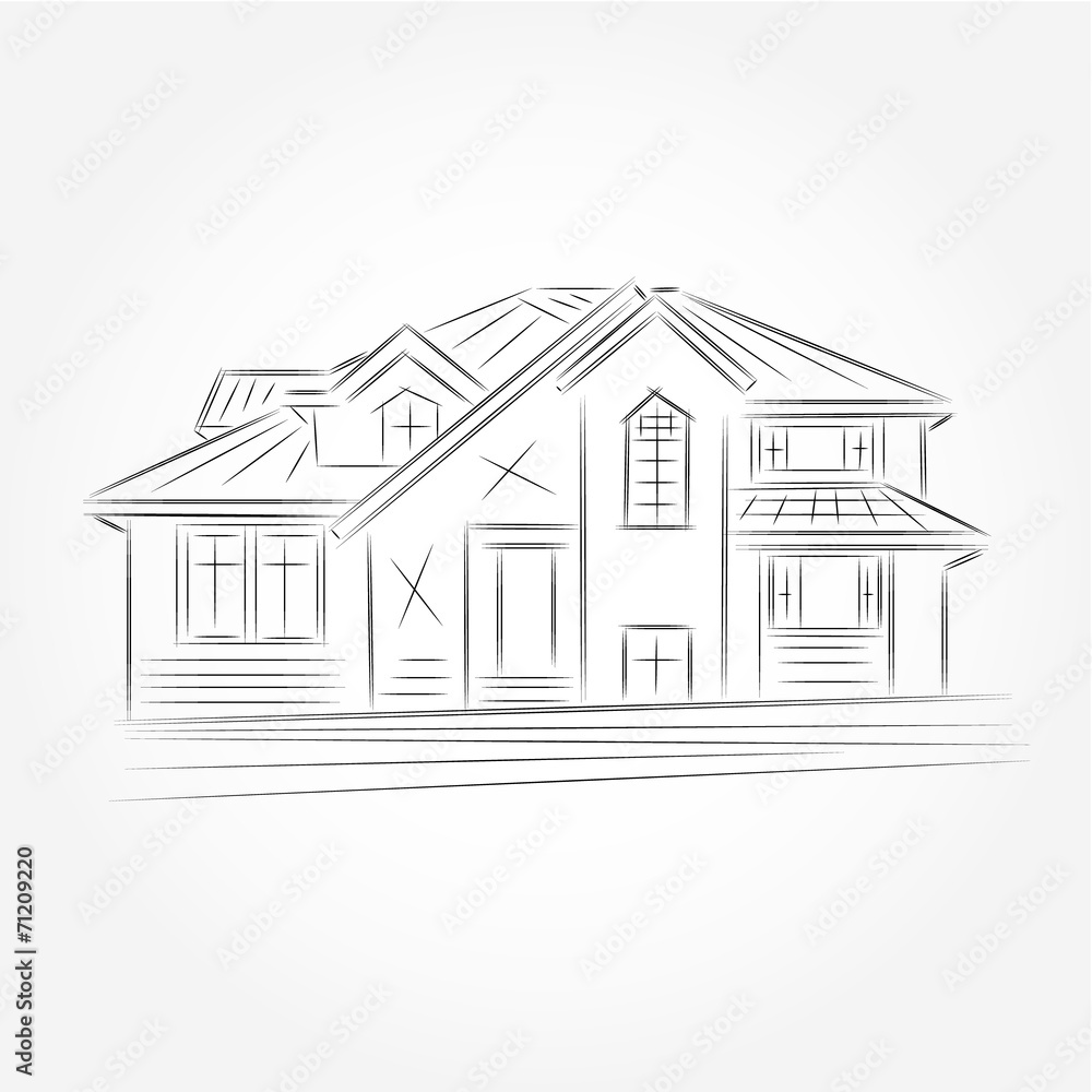 3D rendering wire-frame of house. White background. 3D rendering wire-frame of house. White background.