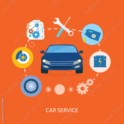Auto mechanic service flat icons of maintenance car repair