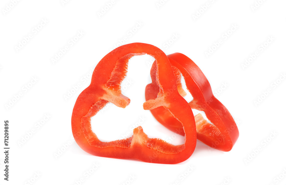 two slices of red pepper two slices of red pepper