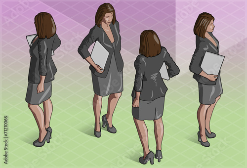 Isometric Woman Secretary Standing