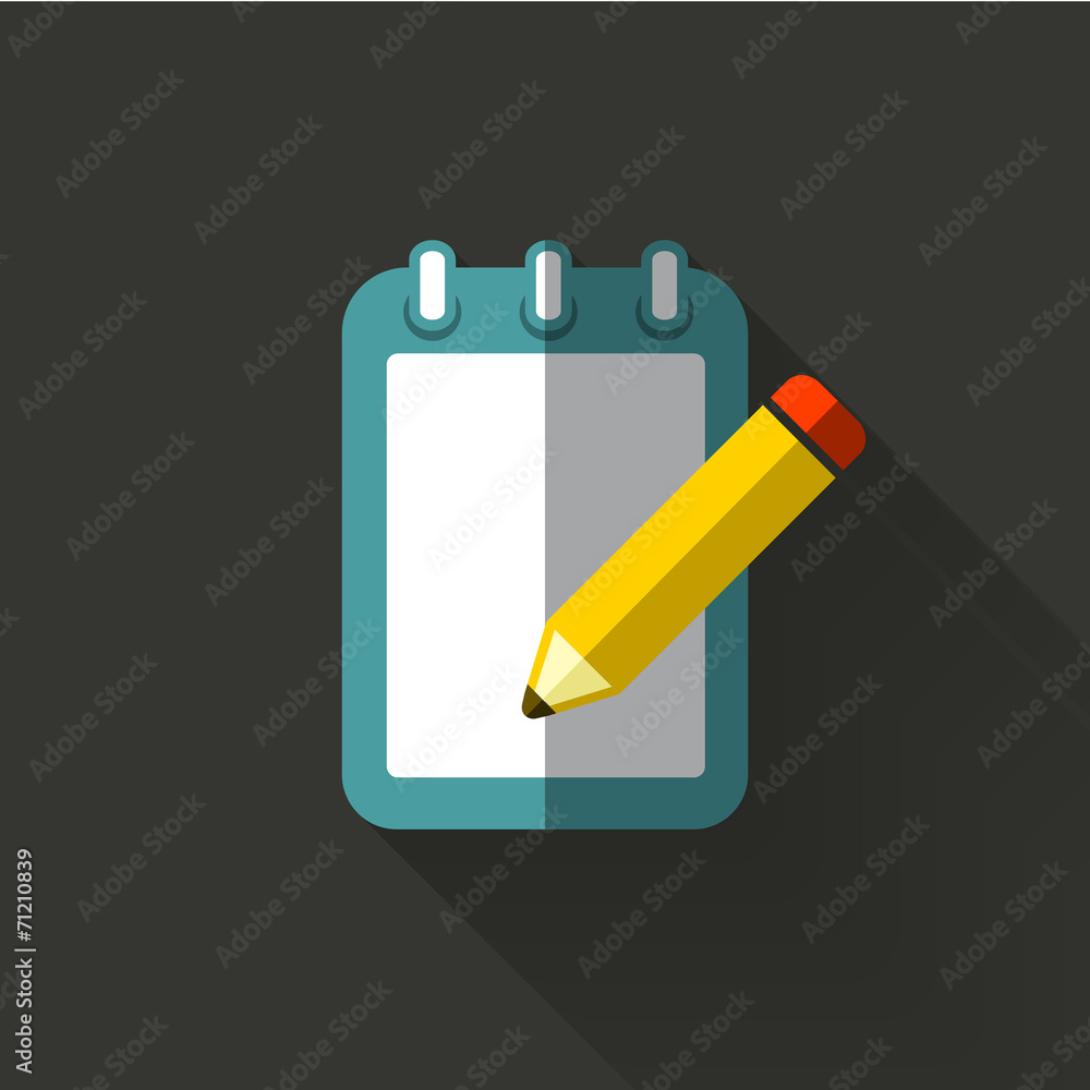 colorful flat design notebook and pencil icon colorful flat design notebook and pencil icon