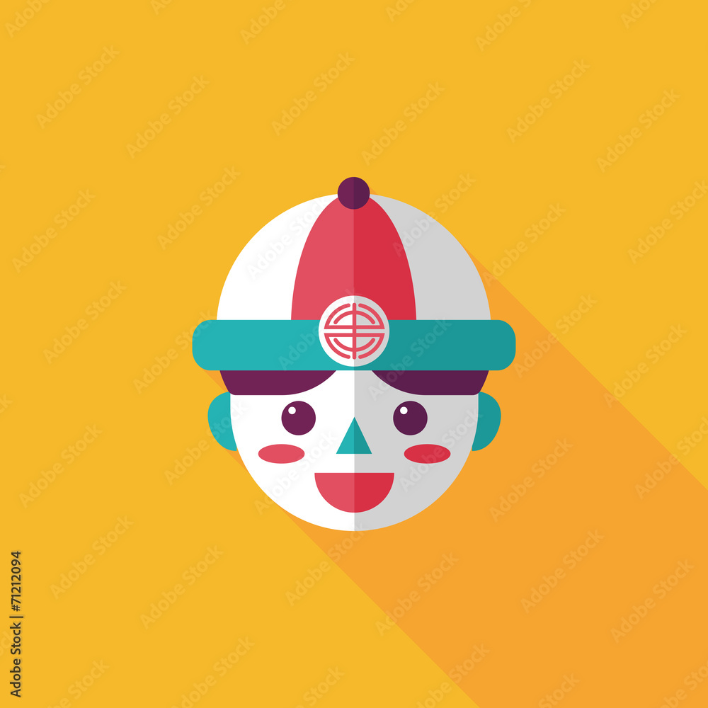 Chinese New Year boy flat icon with long shadow,eps10 Chinese New Year boy flat icon with long shadow,eps10