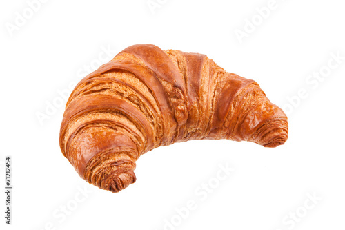 Fotografia, Obraz Croissant Blätterteig gebacken isoliert auf weißem Hintergrund