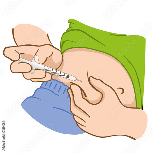 Person applying injection in the belly