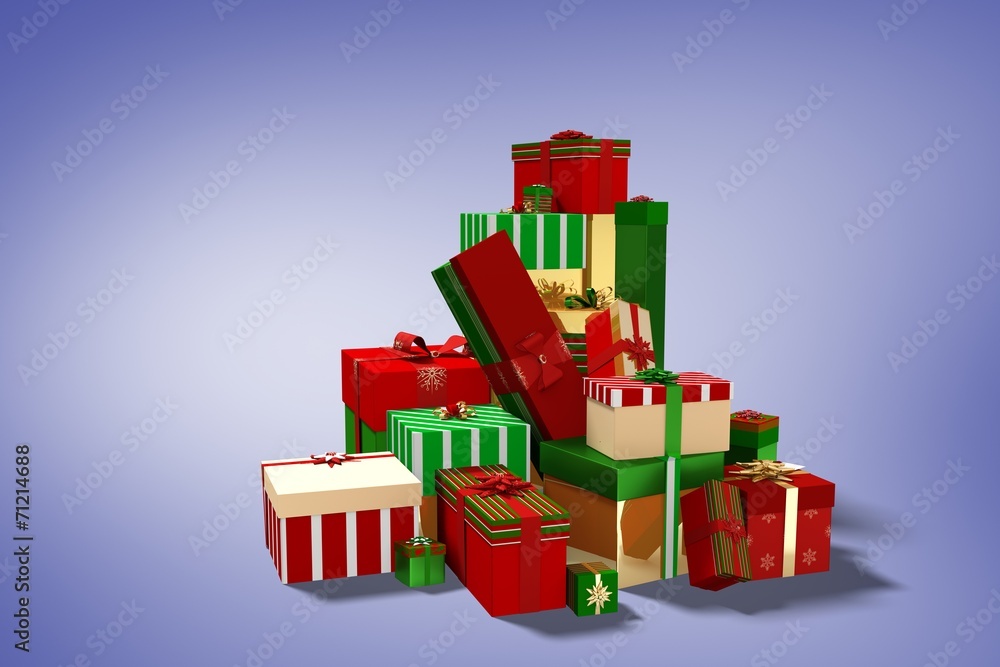 Composite image of green red and gold christmas gifts