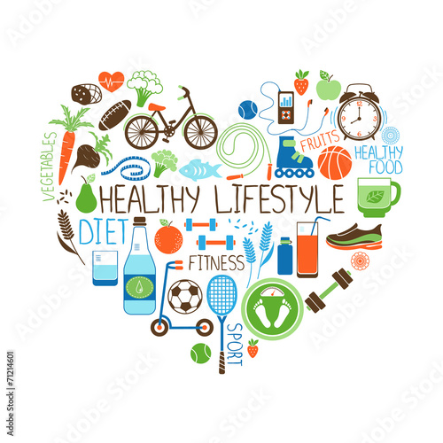 Healthy Lifestyle  Diet and Fitness Heart sign