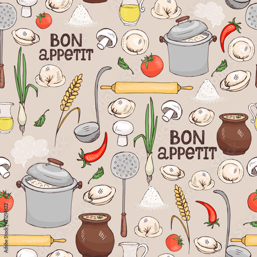 Bon Appetit seamless background pattern