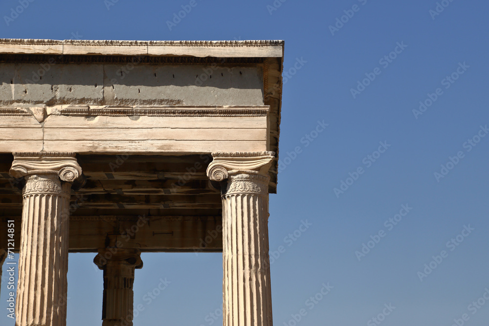 Fototapeta premium Ruins isolated on blue sky with copy-space