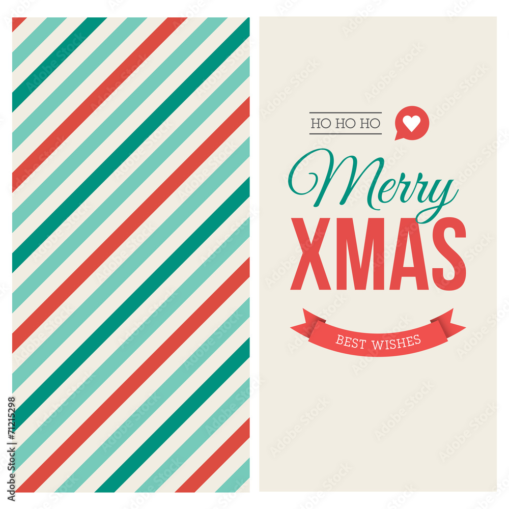 Merry Christmas card with pattern and label