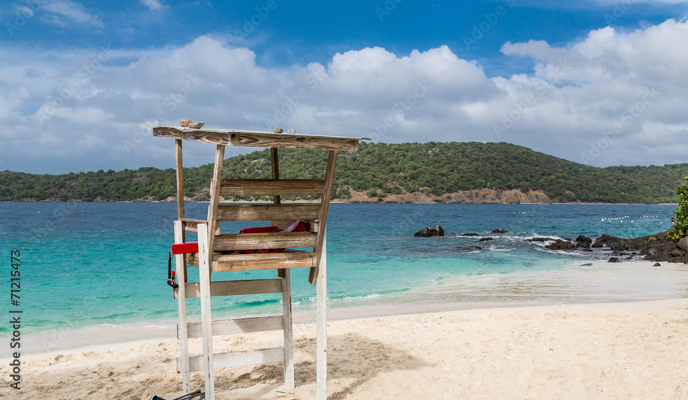 Lifeguard Chair on White Sandy Beach Lifeguard Chair on White Sandy Beach