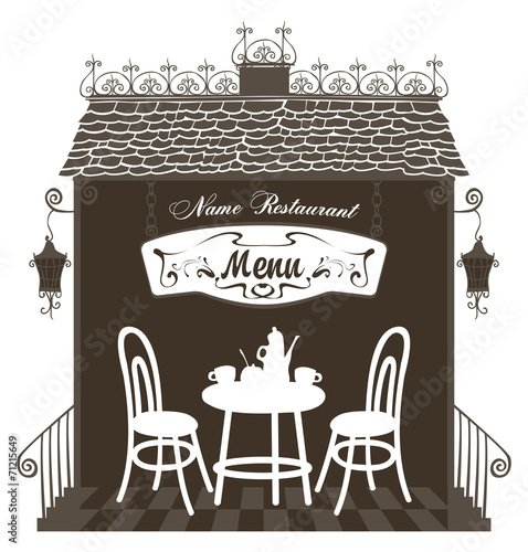 interior of the restaurant in the old town with a table