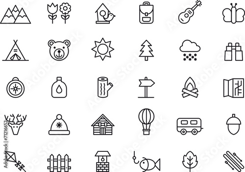 Camping, Hiking, Nature & Outdoor Activities icons