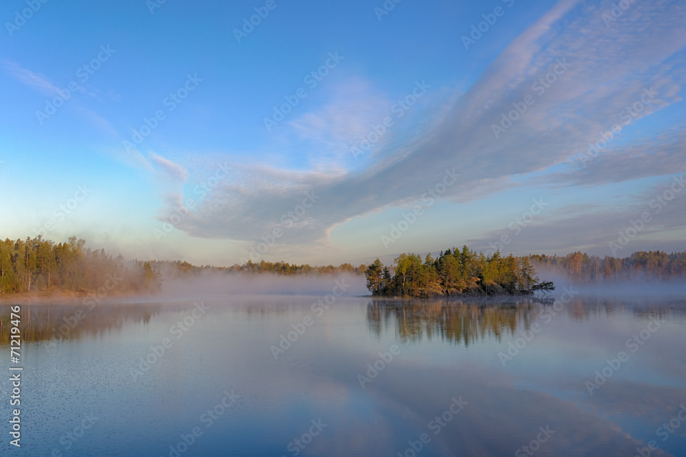 lake with fog