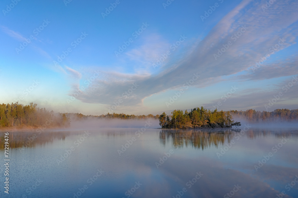 lake with fog lake with fog