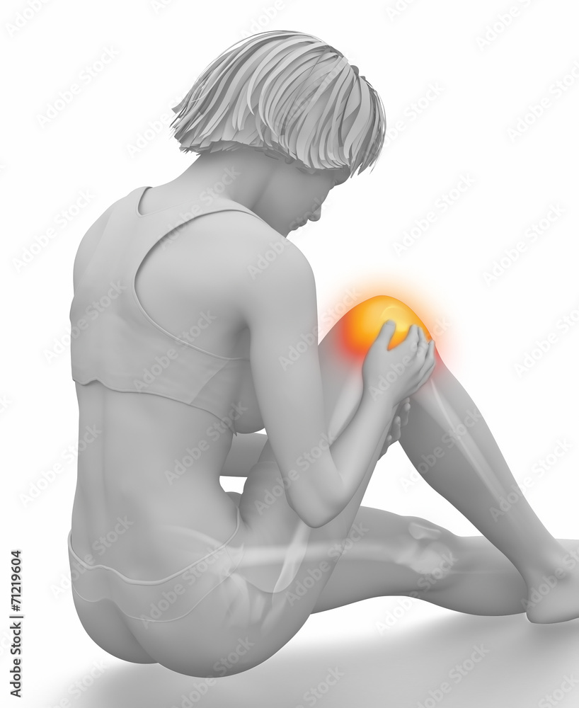 Naklejka premium Female injured knee on white