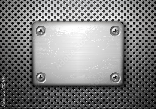 Vector rectangular metal plate with screws