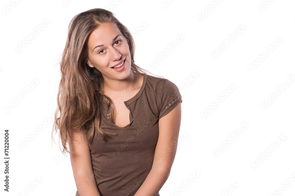 Attractive young woman posing on white isolated background Attractive young woman posing on white isolated background