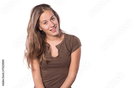 Attractive young woman posing on white isolated background