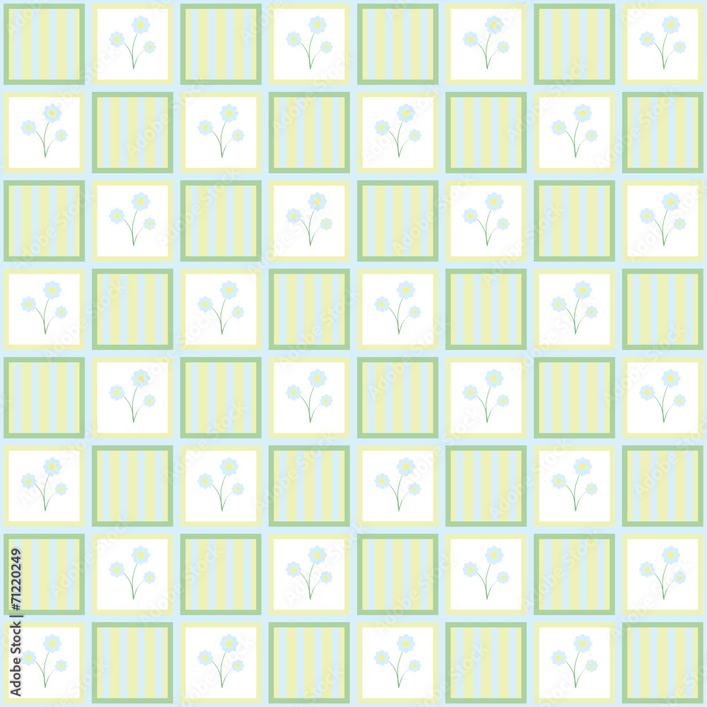 Gentle floral seamless checkered wallpaper pattern Gentle floral seamless checkered wallpaper pattern