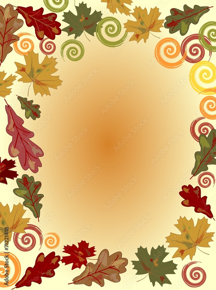 Autumn background with colorful leaf and gradient