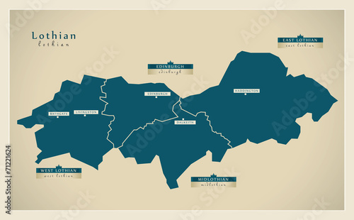 Modern Map - Lothian UK photo