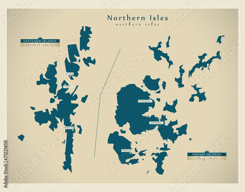 Modern Map - Northern Isles / Shetland and Orkney Islands photo