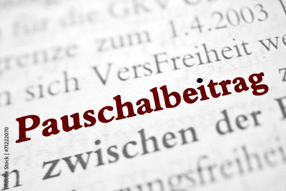 Pauschalbeitrag - rote Buchstaben, schwarzer i-Punkt Pauschalbeitrag - rote Buchstaben, schwarzer i-Punkt
