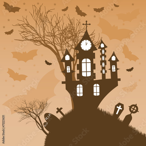 Festive illustration on theme of Halloween. Trick or treat