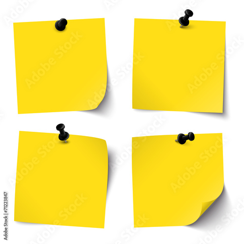 collection of colored sticky papers with black pin needle