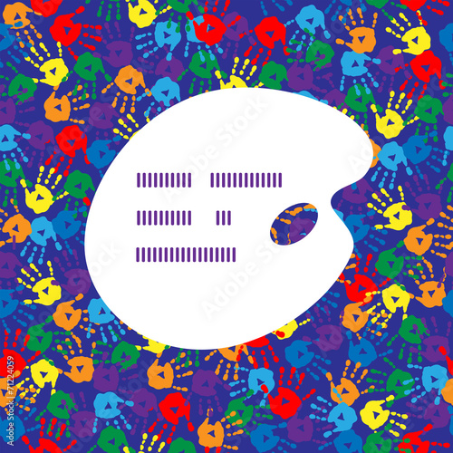 Seamless poster with palette and handprints