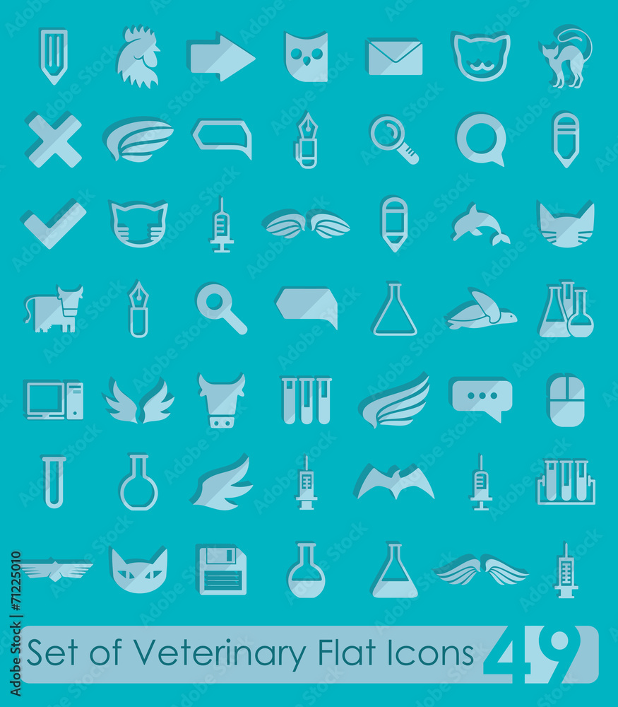 Set of veterinary flat icons