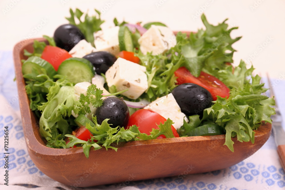 Mediterranean salad, gigantic black olives, sheeps cheese Mediterranean salad, gigantic black olives, sheeps cheese
