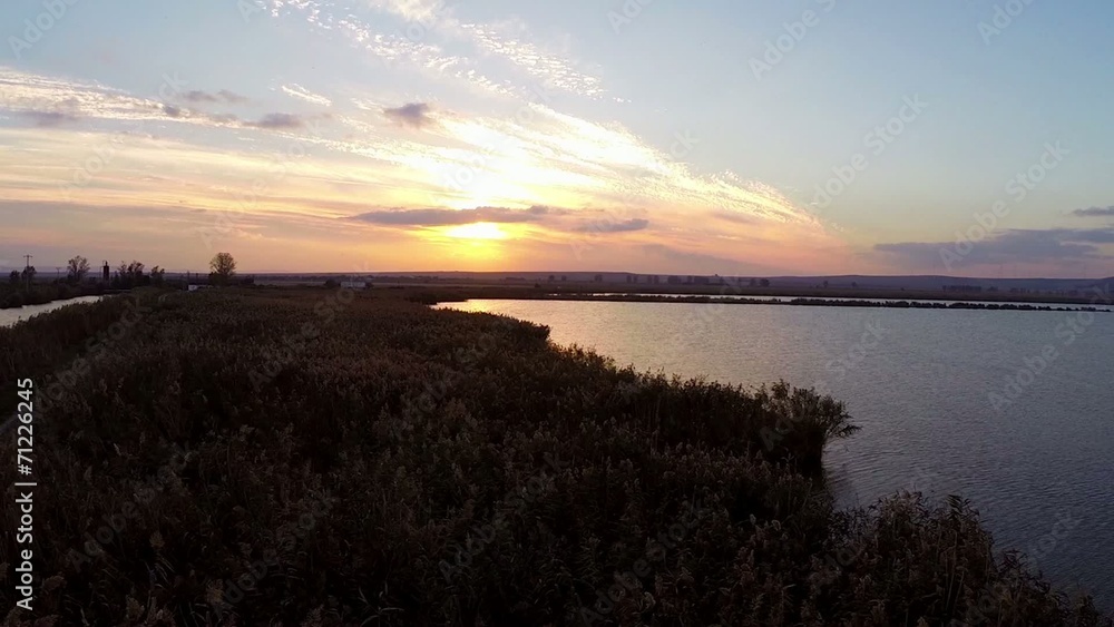 Danube Delta in motion at sunset Danube Delta in motion at sunset